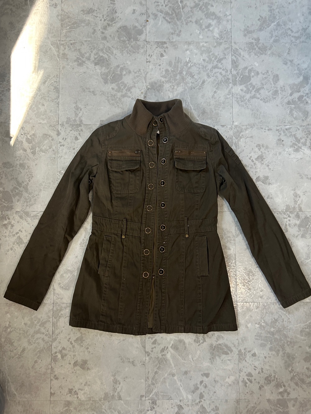 dELiA*s Brown Utility Jacket with Ribbed Collar
